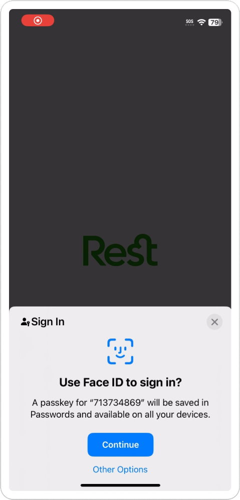 Screen displaying passkey settings on an iOS device.