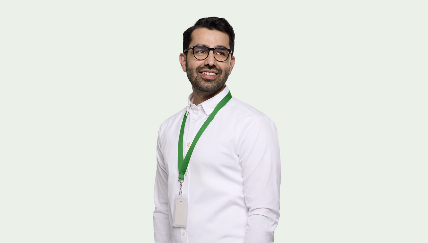 Office worker smiling