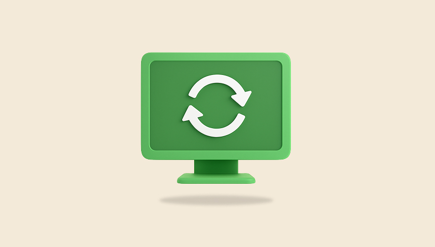 computer with recycle sign