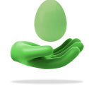 Hand with egg green 3D