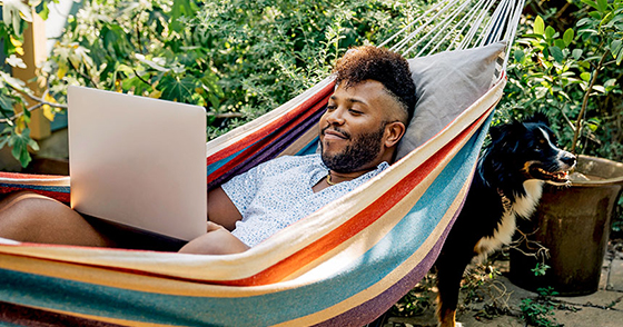 man lying in hammock