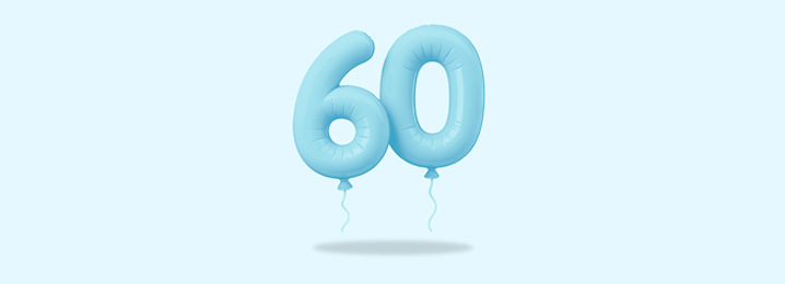 Balloons showing the number 60