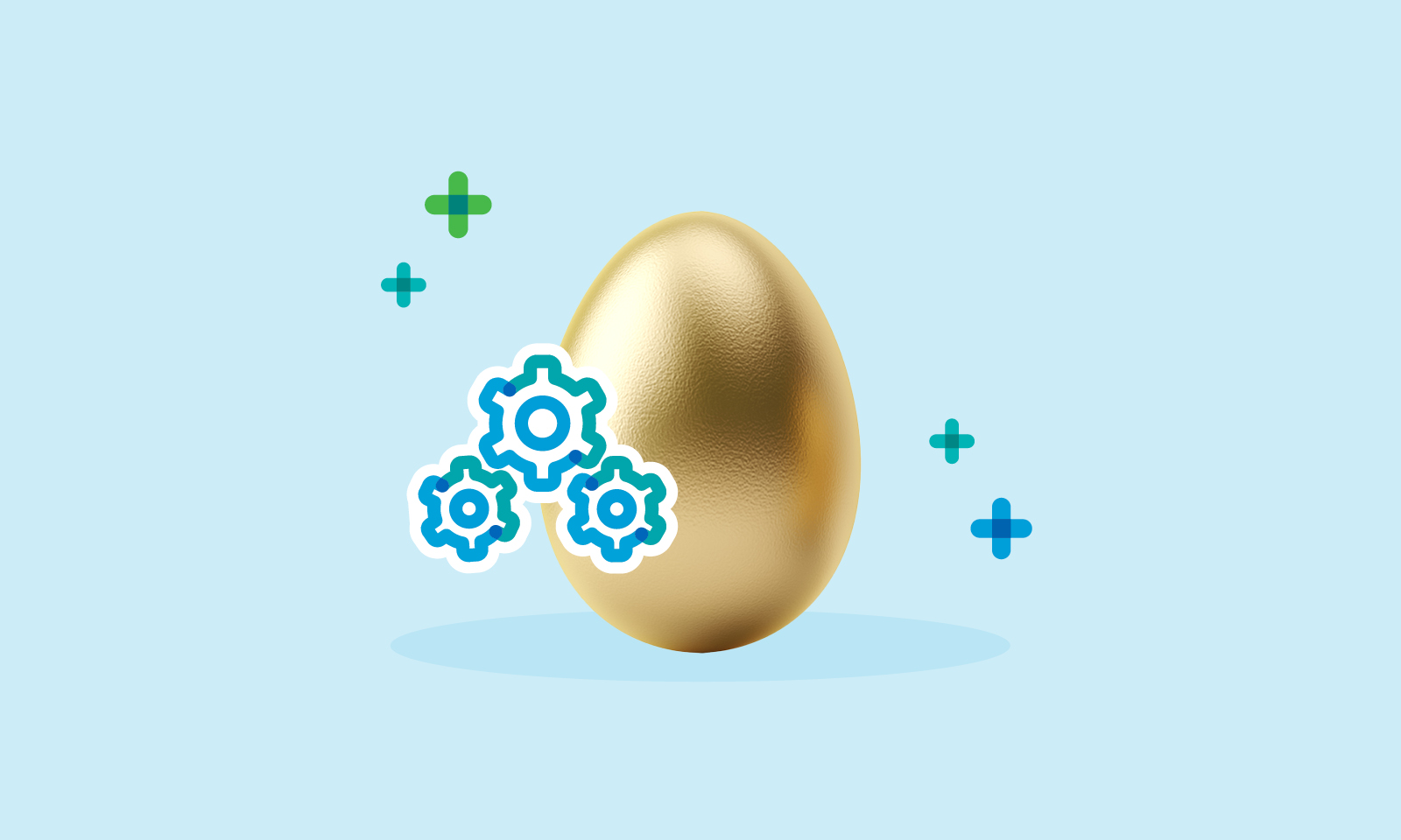 A golden egg and cogwheels