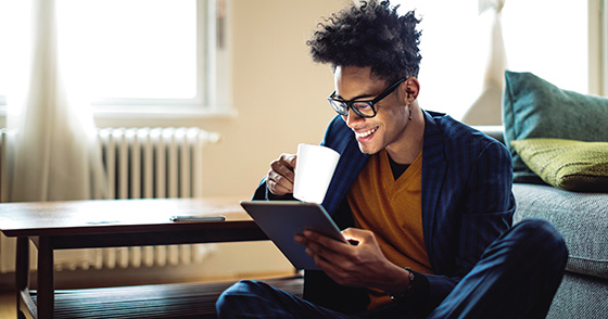 man-coffee-tablet-card