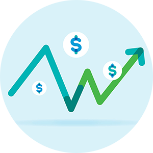 Jagged arrow illustrating market volatility