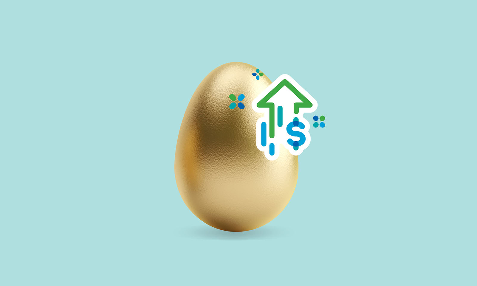 Golden egg with an upward arrow and dollar symbol