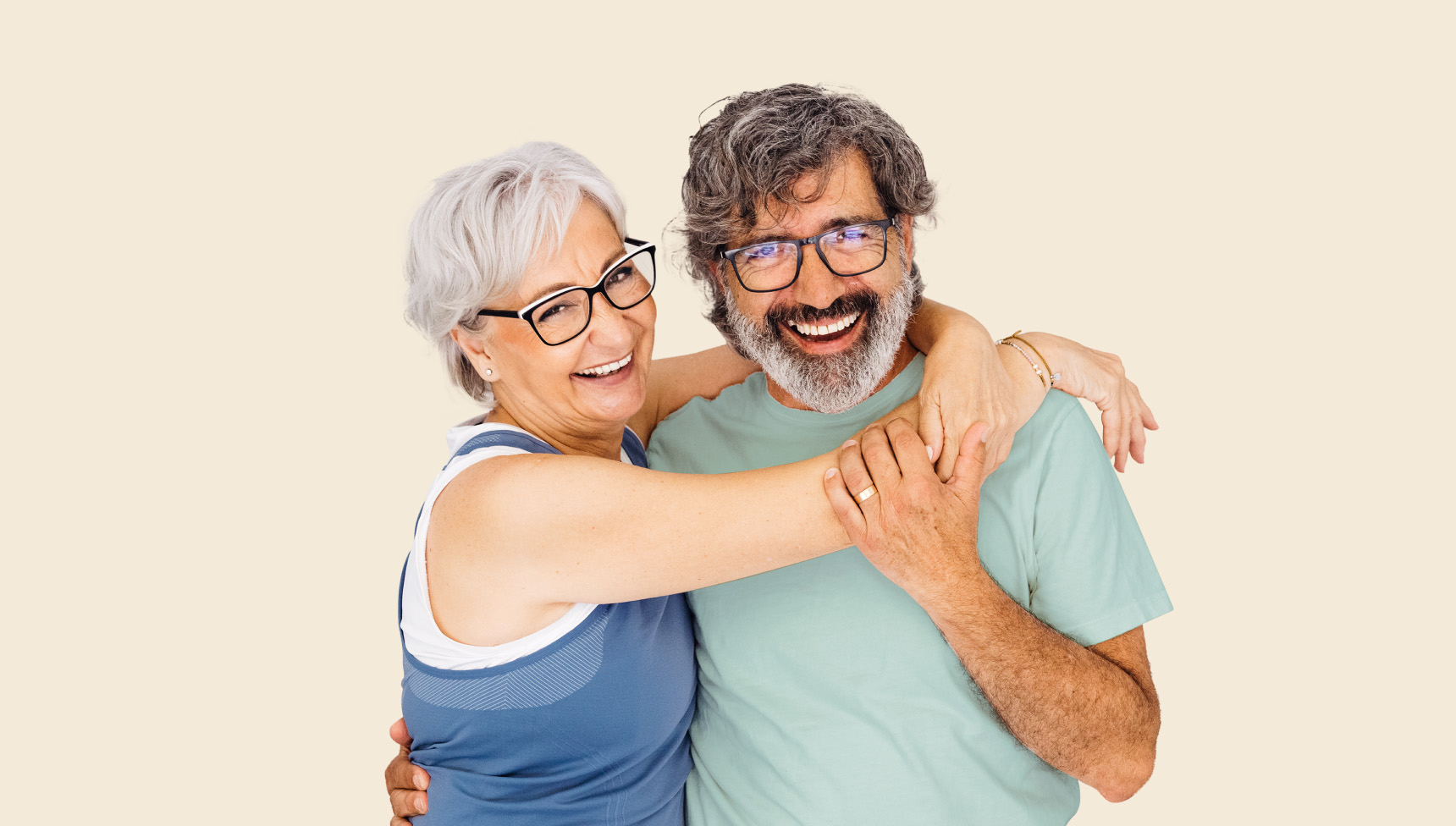 Couple smiling hugging each other