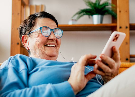 woman looking at phone