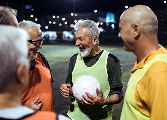 Older men soccer team img text