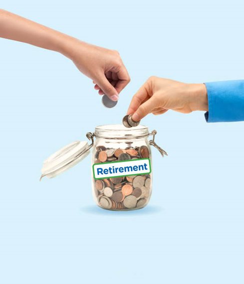 A jar with coins representing the retirement savings