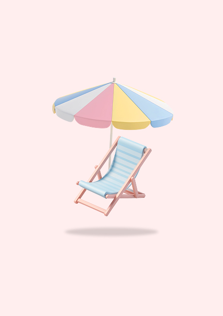 A beach chair and umbrella