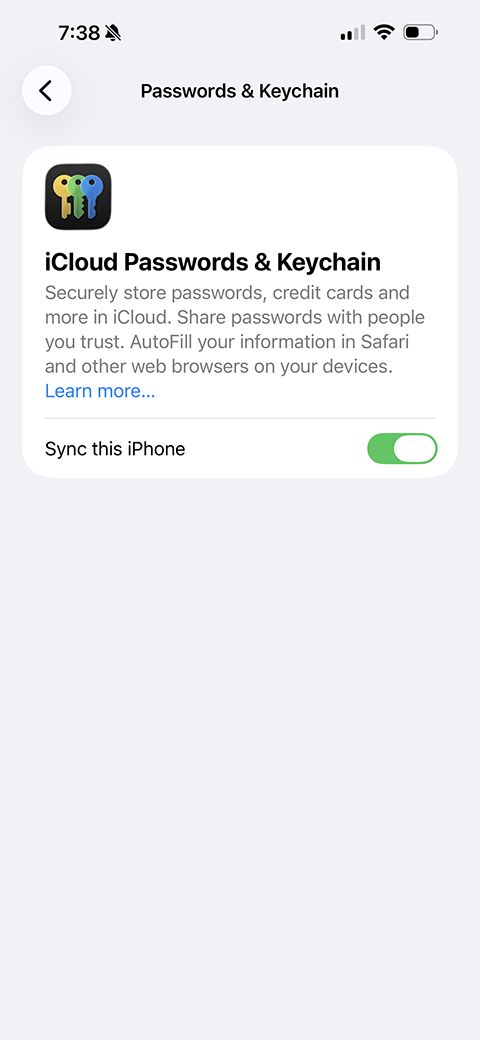 Screen displaying passkey setup on iOS phone.