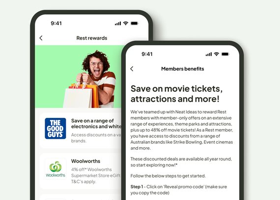 Rest App showing its rewards section