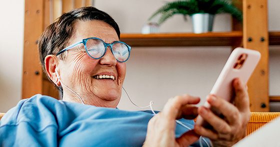 Woman looking at her phone