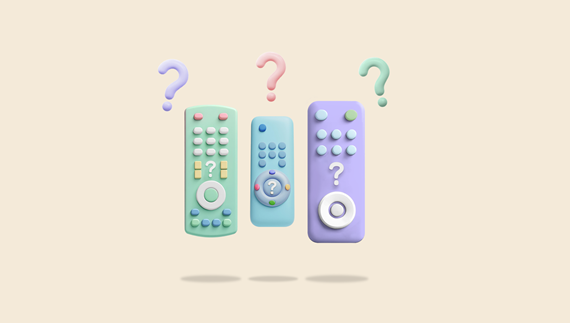 remote controls with floating question marks